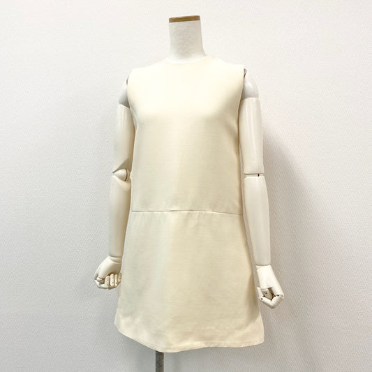 8d2 Christian Dior クリスチャンディオール ノースリーブワンピース ドレスワンピース 膝丈スカート 941R56A1166 サイズ36 ライトイエロー ウールシルク レディース イタリア製