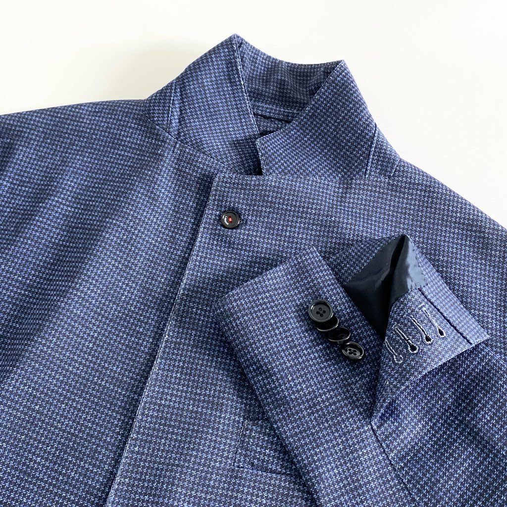 65e5 イタリア製 LARDINI ラルディーニ easy wear イージーウェア テーラードジャケット サマージャケット ストレッチ ブートニエール付き JX939AQ51 サイズ48 7R ネイビー ポリエステル100% メンズ 現行タグ