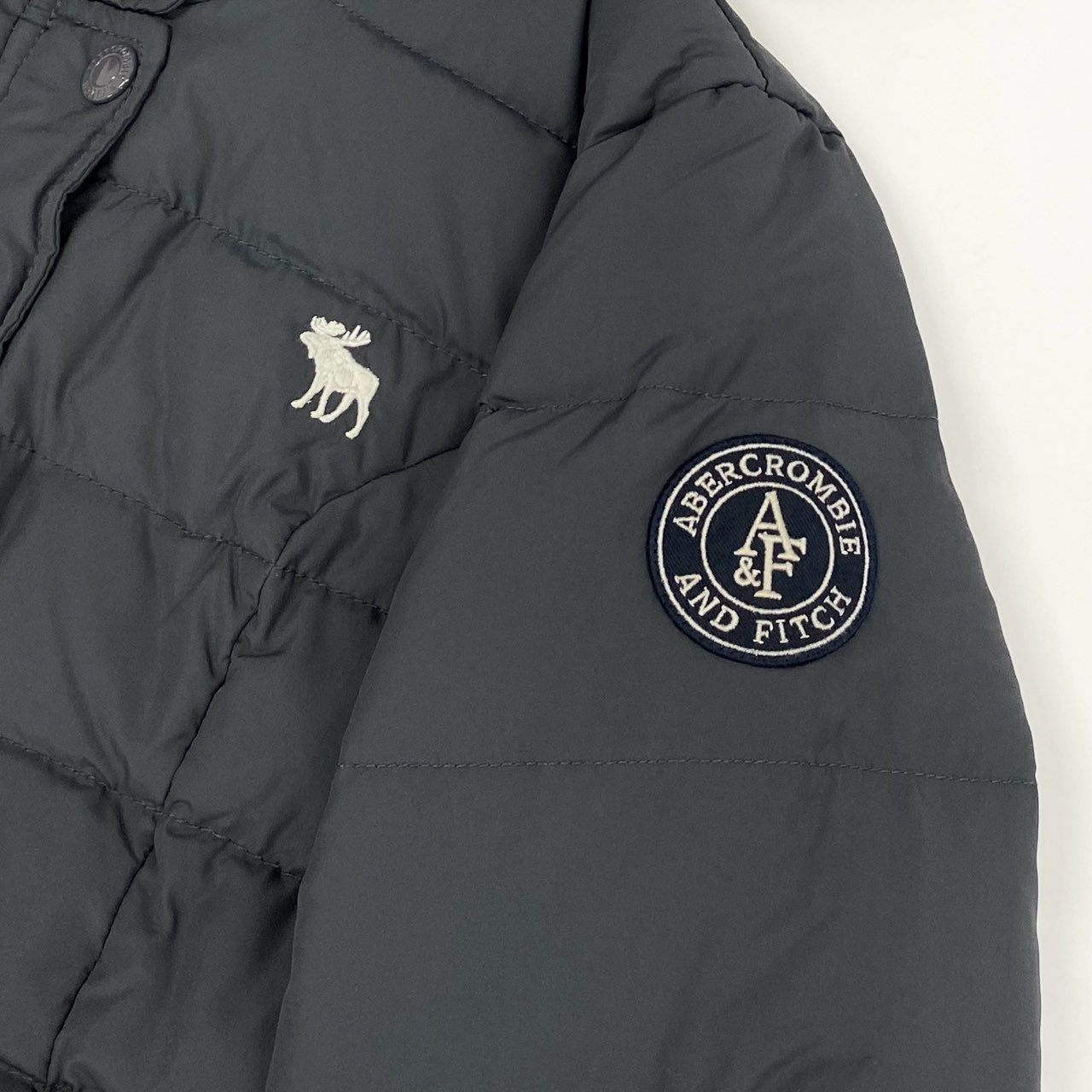 74i8 Abercrombie&Fitch アバクロンビーアンドフィッチ ダウンジャケット アウター ウエストベルト ファー S グレー系 レディースk02i
