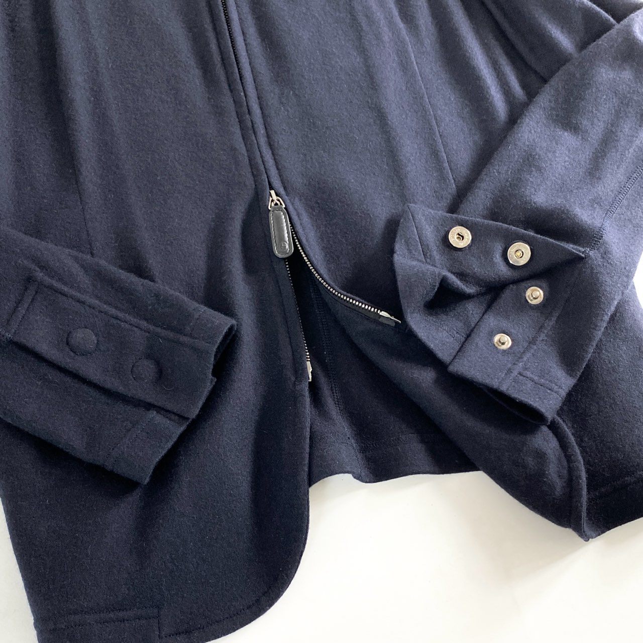 55e27 イタリア製 GIORGIO ARMANI ジョルジオアルマーニ 黒タグ カシミヤニットブルゾン ニットジャケット ダブルジップ サイズ46 ネイビー カシミヤ100% メンズ 紳士服