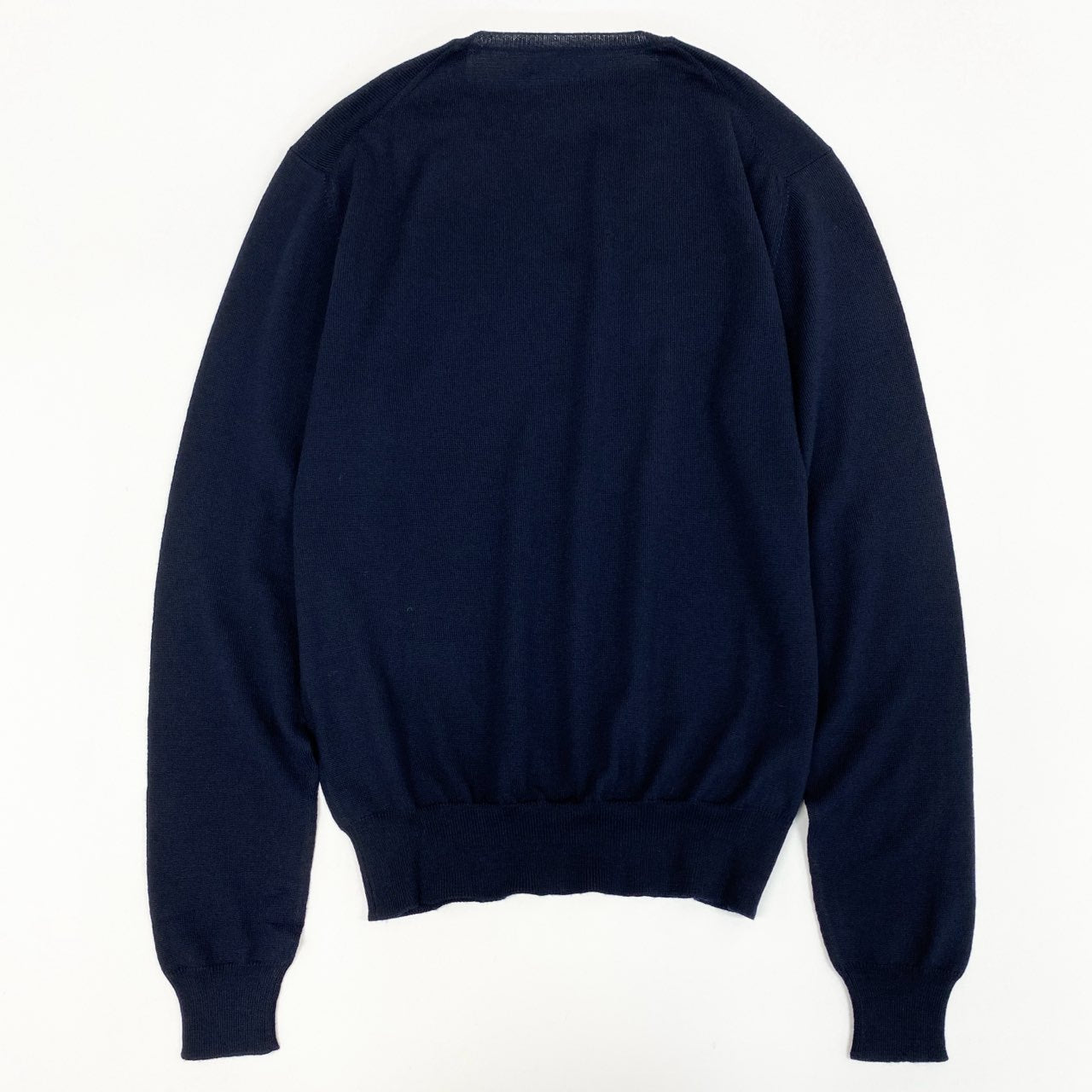34k28⑨ 《極美品》 PRADA プラダ イタリア製 Vネック ニットセーター ウールニット ヴァージンウール ロングスリーブ 長袖 DNA386 507 44 ネイビー ウール100