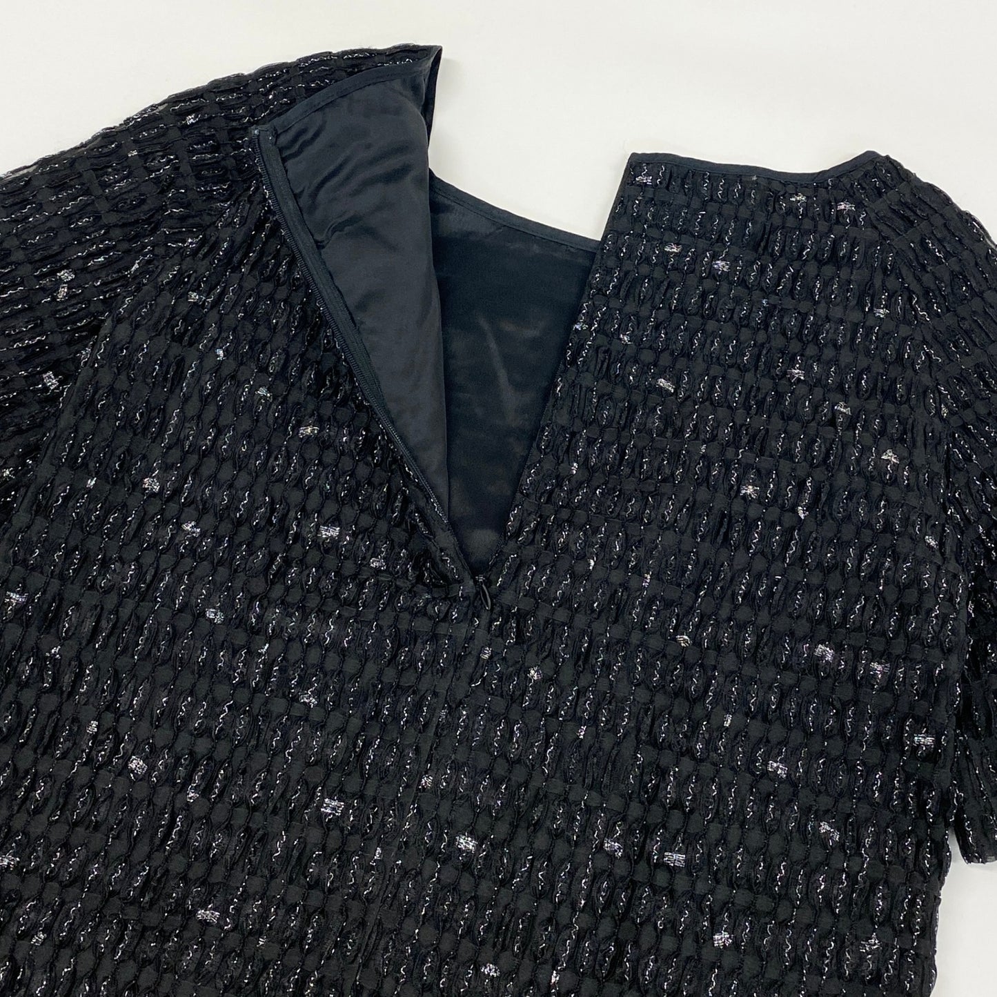 16h9《極美品》DRIES VAN NOTEN ドリスヴァンノッテン 半袖ワンピース ドレス 膝丈 スクエアネック サイズ34 ブラック レディースk02i