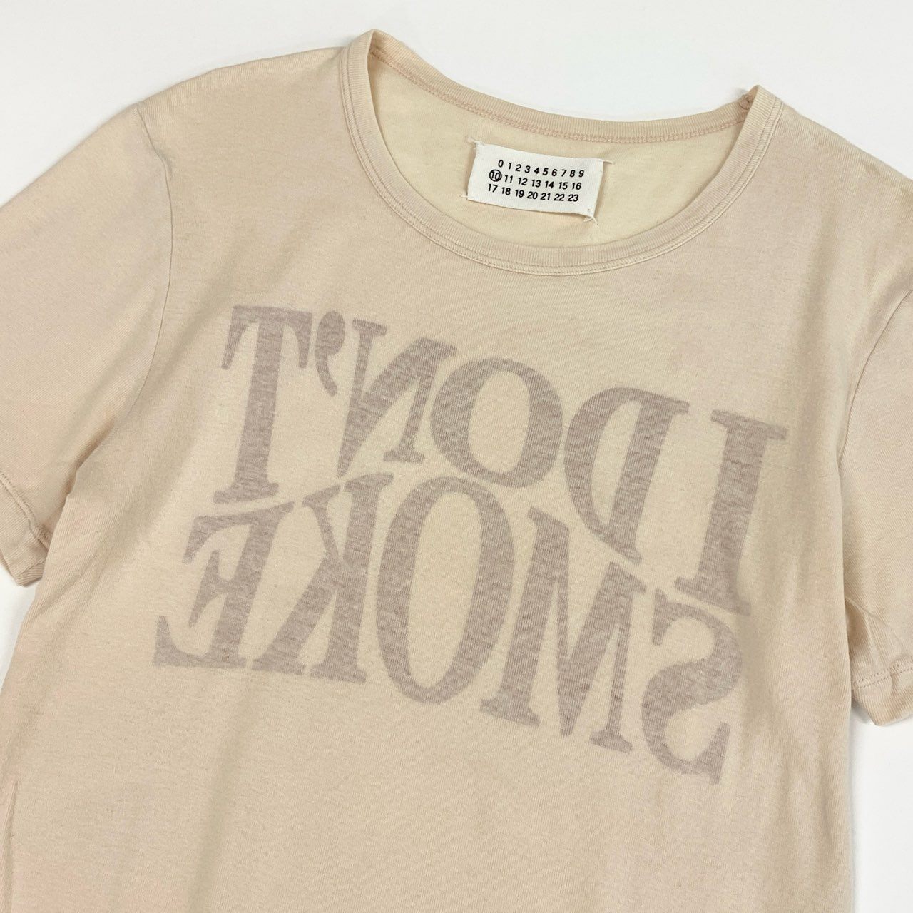 59j6 MaisonMargiela メゾンマルジェラ 半袖Tシャツ プリントカットソー クルーネック メンズ 紳士服 トップス ライトベージュu02t