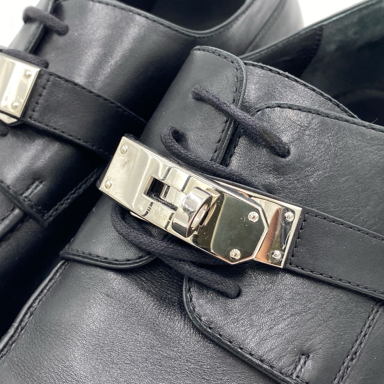 1h21 HERMES エルメス ダービーシューズ ファースト レザーシューズ 革靴 BR222945ZH サイズ41.5 ブラック レザー メンズk02i