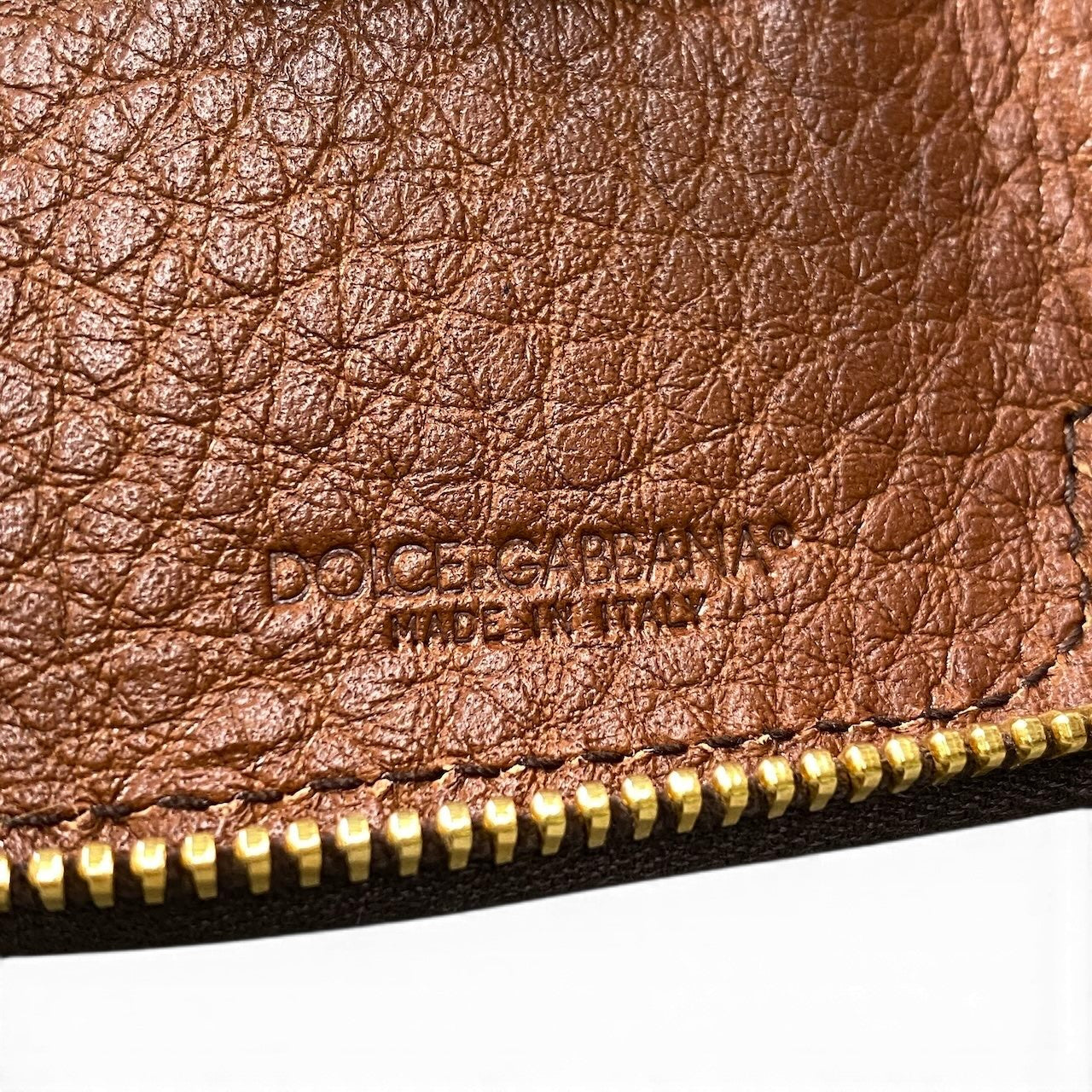 f10 【未使用タグ付】 DOLCE&GABBANA ドルチェアンドガッバーナ レオパード柄 ハラコチャーム 小物ケース ミラー付 ブラウン ベージュ ゴールド レディース 女性用