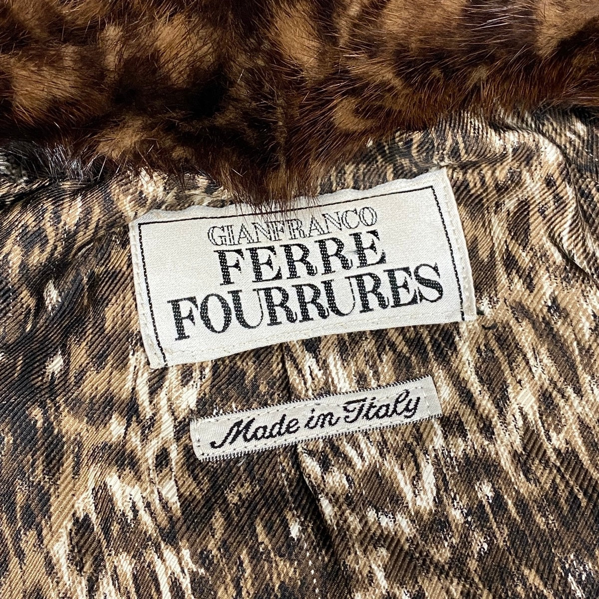 Eh10 Gianfranco Ferre ミンクコート レオパード 総柄 ブラウン ミンク メンズ 男性用u02t