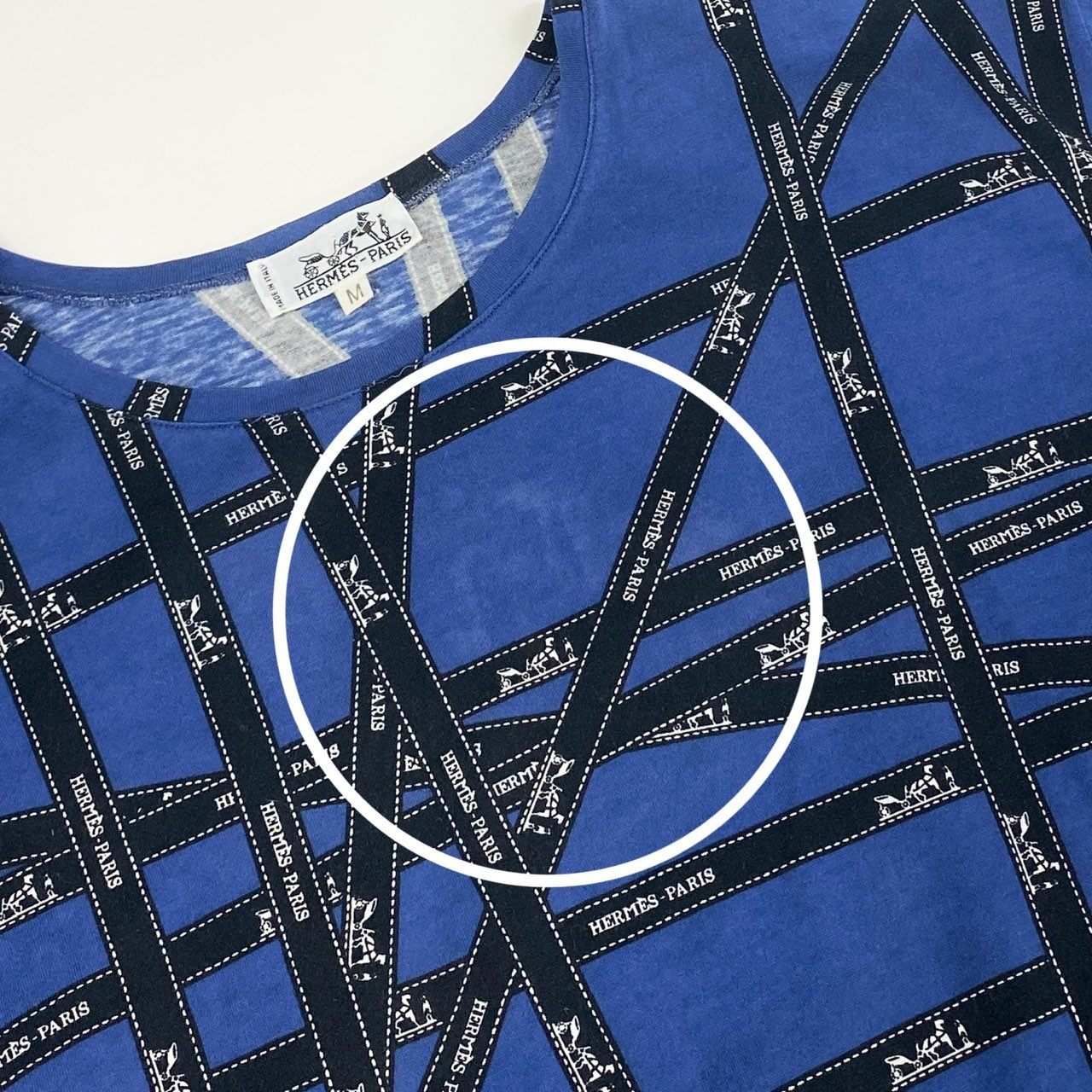 20k21 HERMES エルメス マルジェラ期 ボルデュック Tシャツ M ブルー カットソー 半袖TEE イタリア製