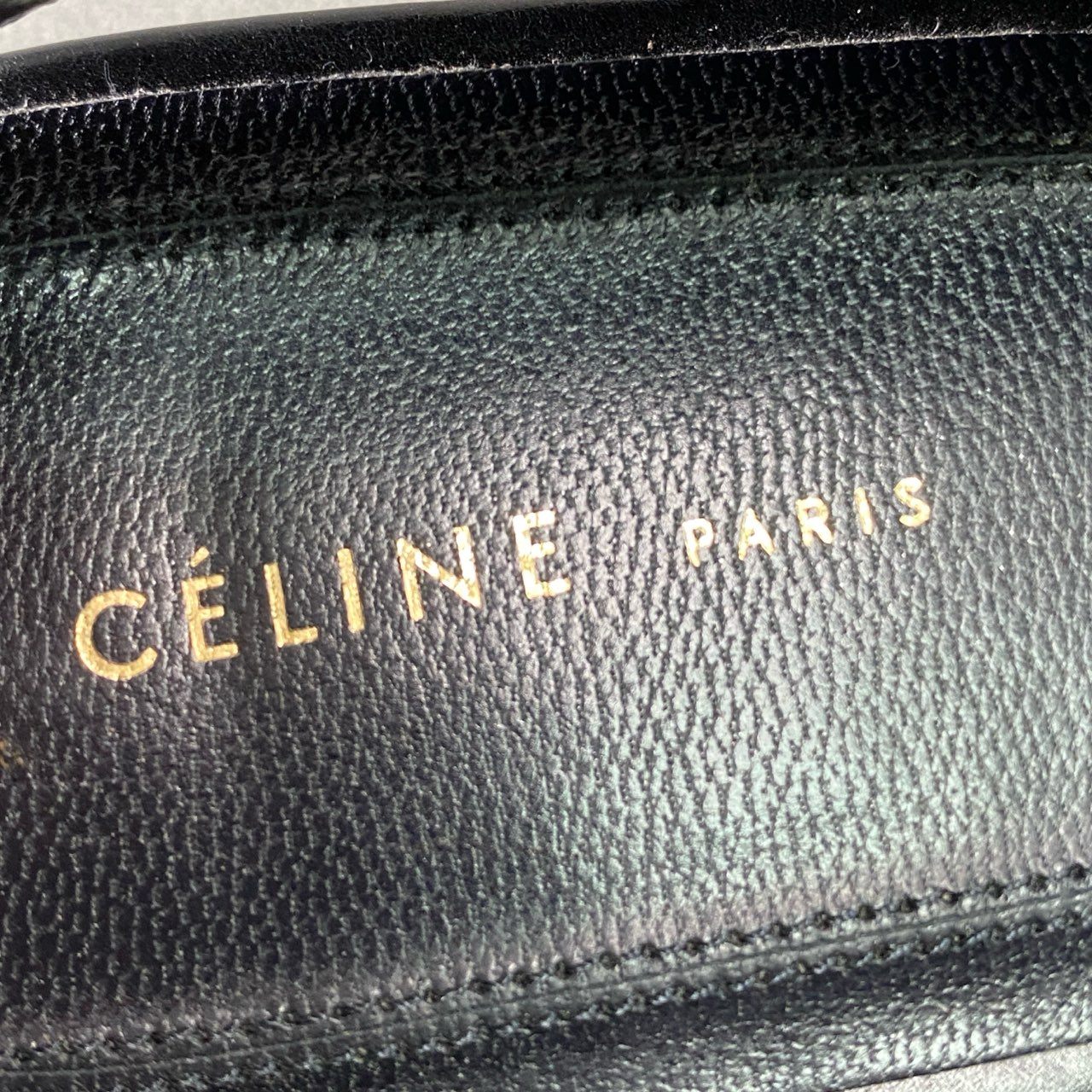 3d14 CELINE セリーヌ エッセンシャル Vネック ポインテッドトゥ フラットパンプス シューズ スリングバック イタリア製 37 ブラック レザー