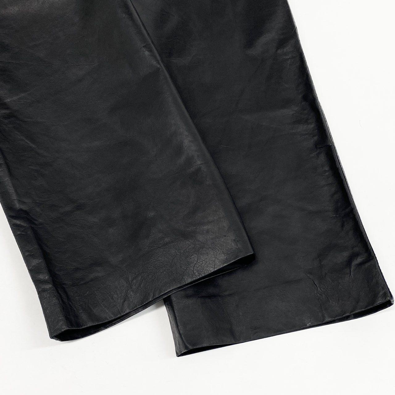 12b19 roberto cavalli ロベルトカヴァリ イタリア製 レザーパンツ カンガルーレザー リアルレザー leather ロングパンツ ボタンフライ 50 ブラック