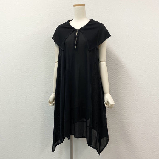 71i3 《未使用保管品》 タグ付 TOKUKO 1er Vol トクコプルミエヴォル 日本製 花柄刺繍 ノースリーブチュニック シアー素材切替 ワンピース トップス 9 Mサイズ ブラック レディースo07t