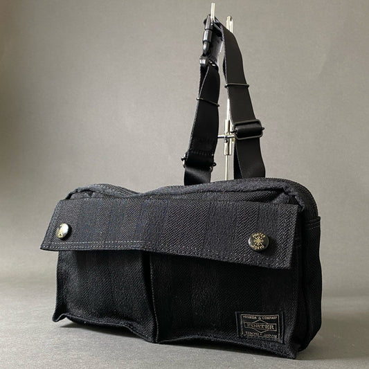 Ag17 PORTER ポーター 70th anniversary ウエストバッグ 70周年限定 ブラック ストライプ ポーチ