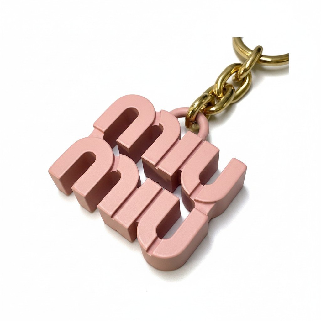 b20 MIU MIU ミュウミュウ キーリング メタルチャーム ピンク