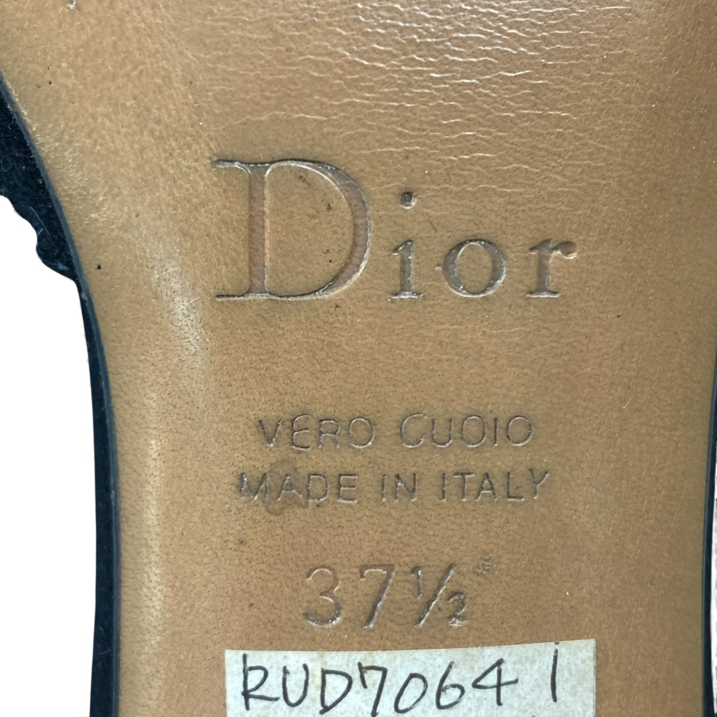 1L11 Christian Dior クリスチャンディオール 刺繍 キーチャーム付き サンダル サイズ37 1/2 ブラック スウェード レディース 女性用 靴k02i