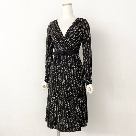 53h21 《未使用保管品》 定価¥74,550 タグ付き MaxMara マックスマーラ イタリア製 カシュクール 長袖ワンピース ドレス ロングスリーブ 38 ブラック