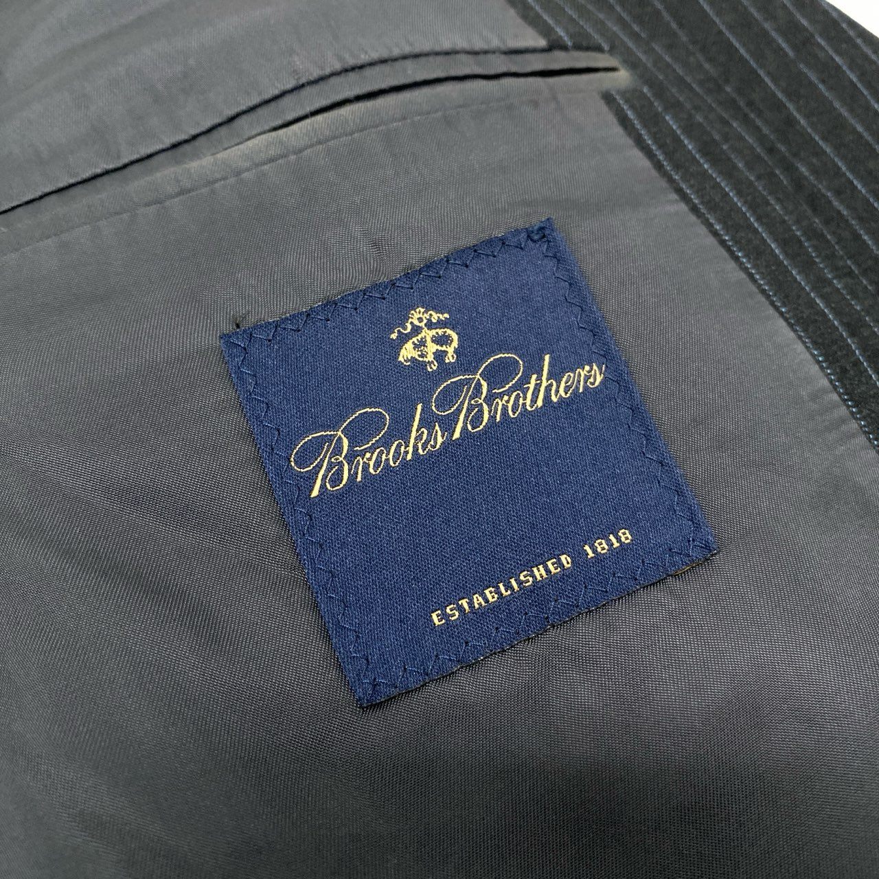 51Ⅼ2 Brooks Brothers ブルックスブラザーズ セットアップスーツ シングル 3B ストライプ柄 ウール混 メンズ 紳士服 ビジネス 40REG ブラックu02t