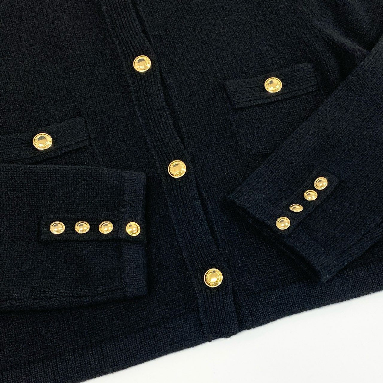 3l10《タグ付き》 Deuxieme Classe EVERYDAY I LIKE エブリデイアイライク カシミヤブレザー ニットカーディガン 金ボタン 22-010-520-8060 サイズF ブラック カシミヤ100% レディース