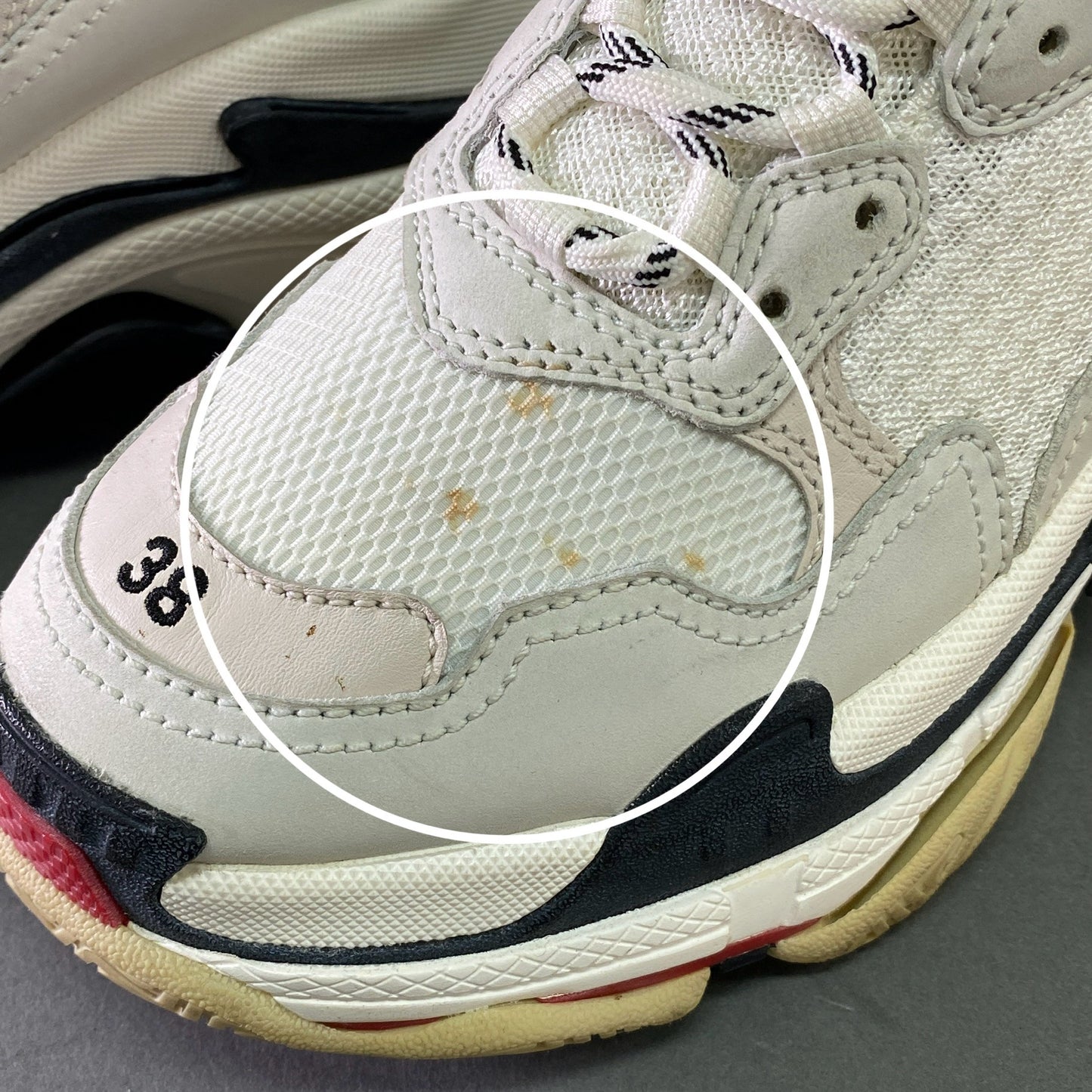8l25 BALENCIAGA バレンシアガ TRIPLE S トリプルエス ダッドスニーカー 25cm ホワイト ロゴ刺繍 シューズ