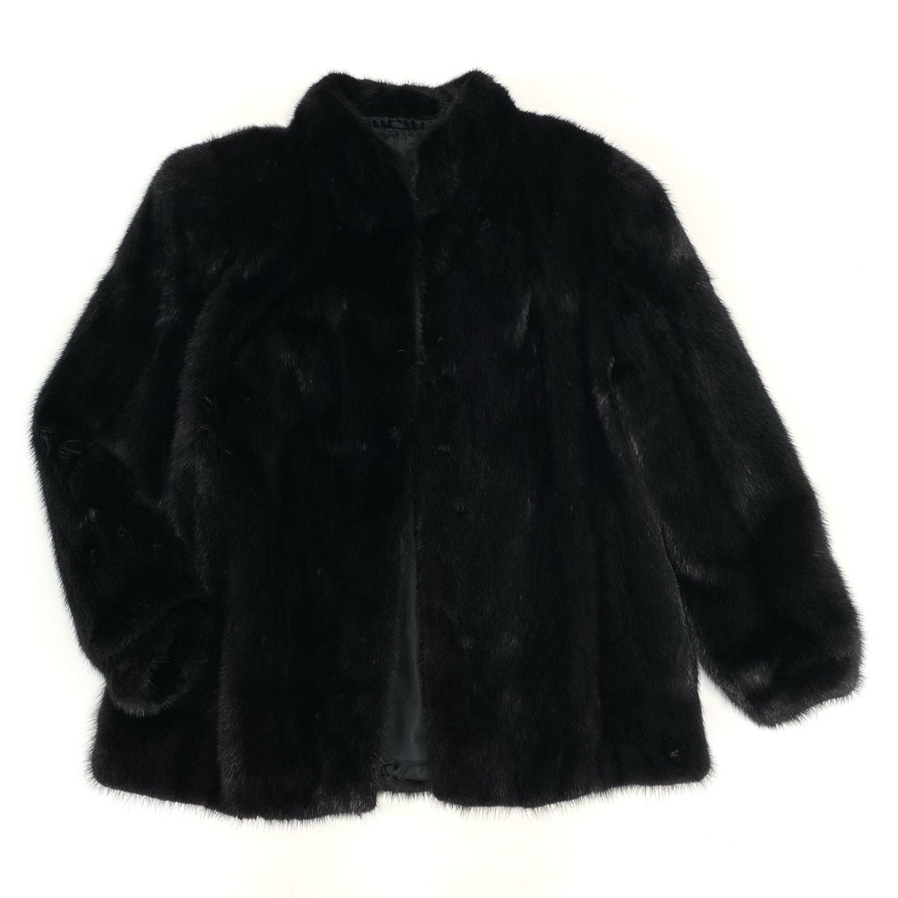15f27 《美品》 毛皮コート ダークミンク DARK MINK 15 ブラック 本毛皮 リアルファー
