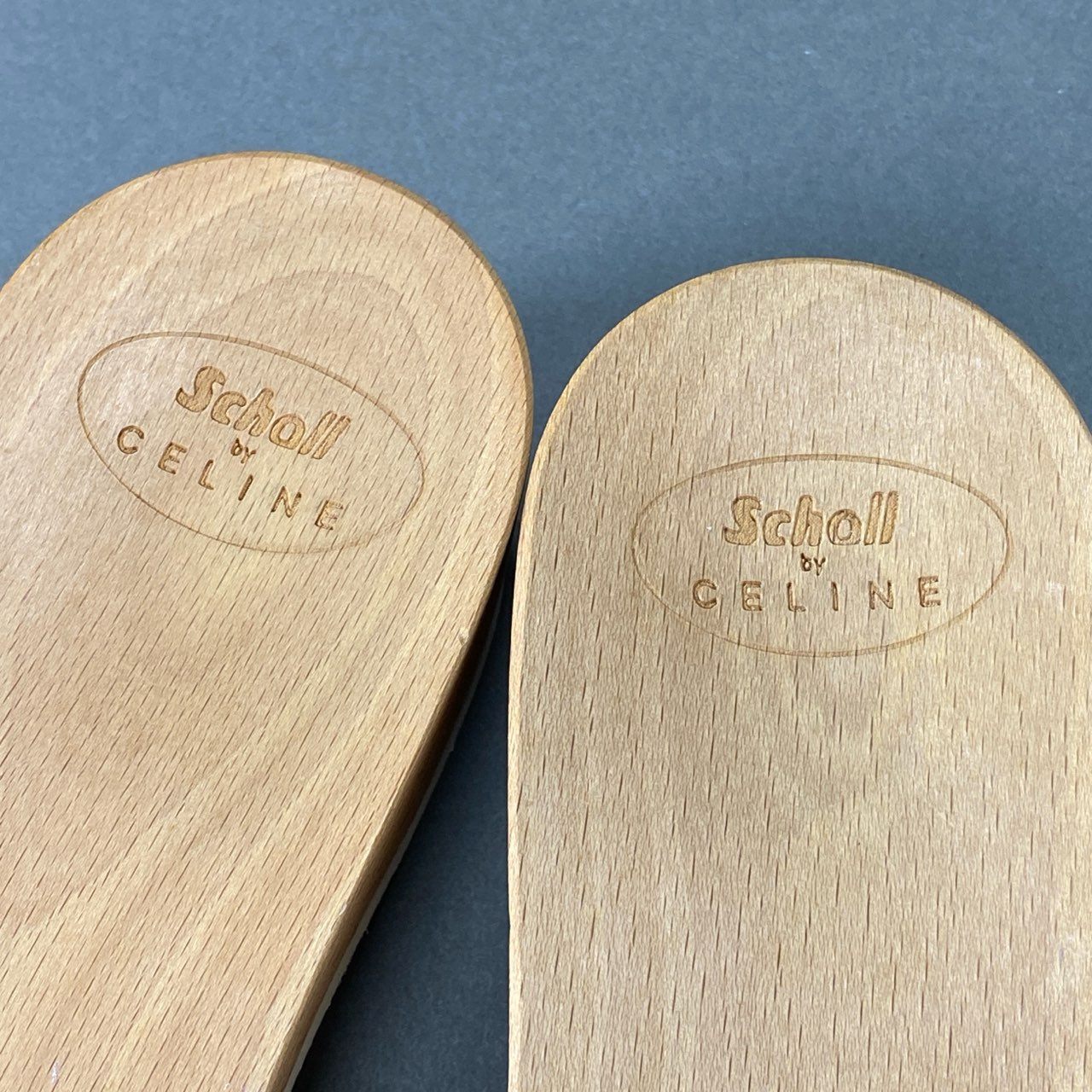 3f17 CELINE セリーヌ × Dr Scholl ドクターショール コラボ マカダム ゴールドバックル ウッドソールサンダル 37 ピンク レザー シューズ