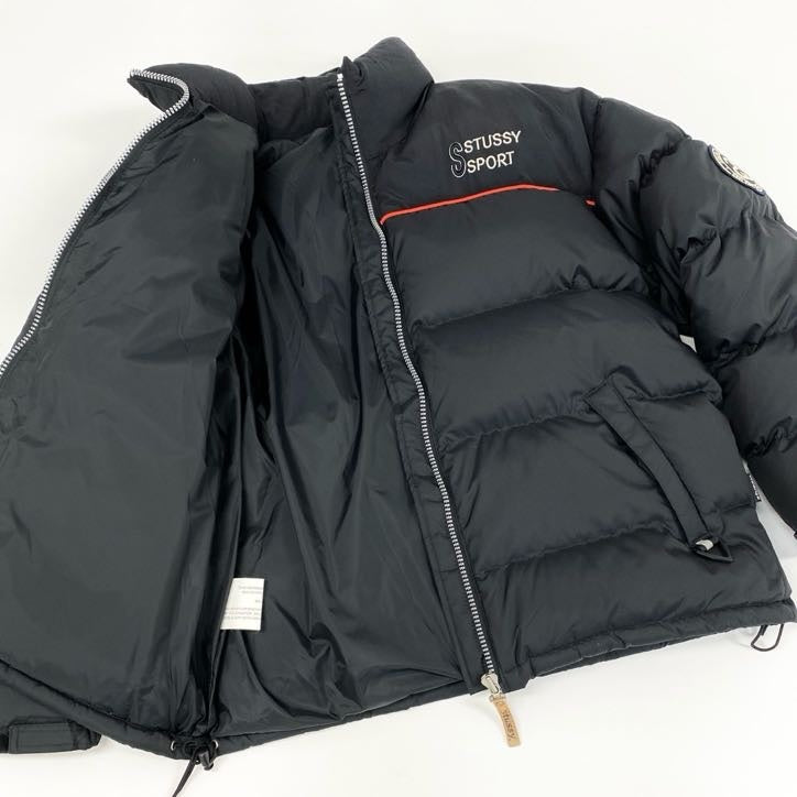 68g24 STUSSY SPORT ステューシー スポーツ 90s VINTAGE OLD STUSSY ダウンジャケット M ブラック ヴィンテージ_
