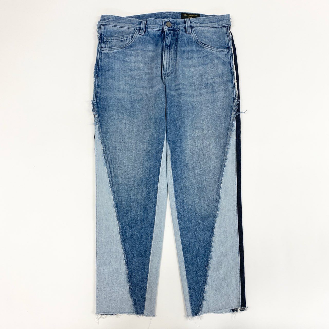 18k27 《美品》 DOLCE&GABBANA ドルチェアンドガッパーナ DENIM LOOSE ルーズフィットジーンズ カットオフ 切替デニムパンツ イタリア製 国内正規品 44 ブルー系 コットン100