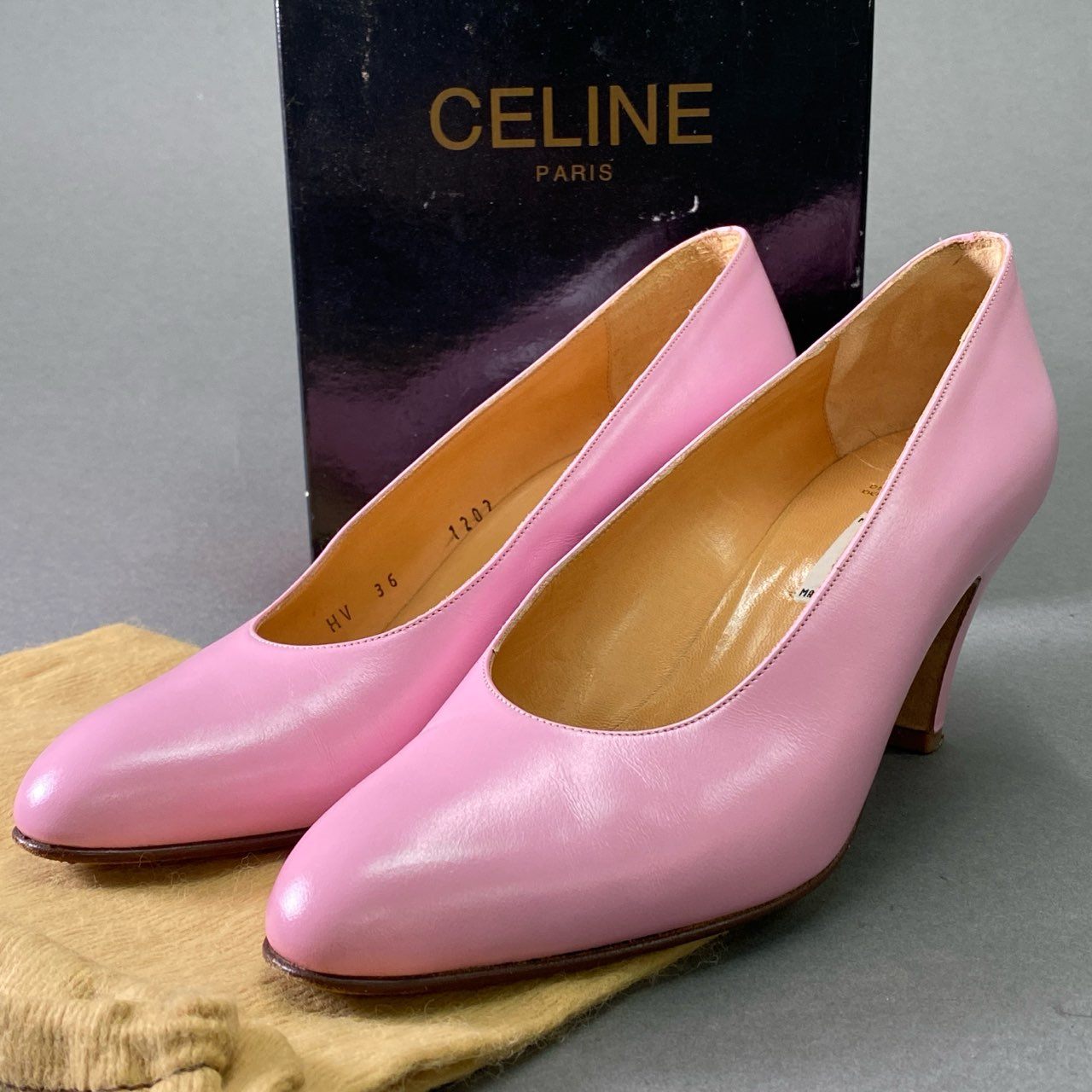 2d16 CELINE セリーヌ レザーパンプス 36 ピンク leather シューズ PINK イタリア製 箱付き