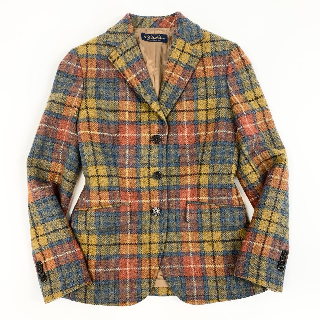 17e7 Brooks Brothers ブルックスブラザーズ チェックツイードジャケット テーラードジャケット アイビー サイズ0 マルチカラー レディース 女性用 ジャケット