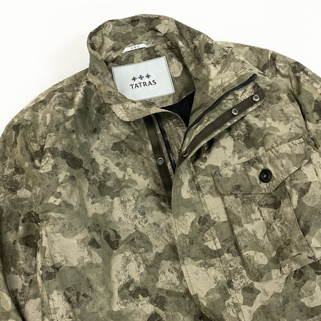 77f24 TATRAS タトラス GEMELLI サファリジャケット カモフラージュ ジップアップ ジャケット ブルゾン 迷彩柄 MTA14S4259 05 カーキ メンズ