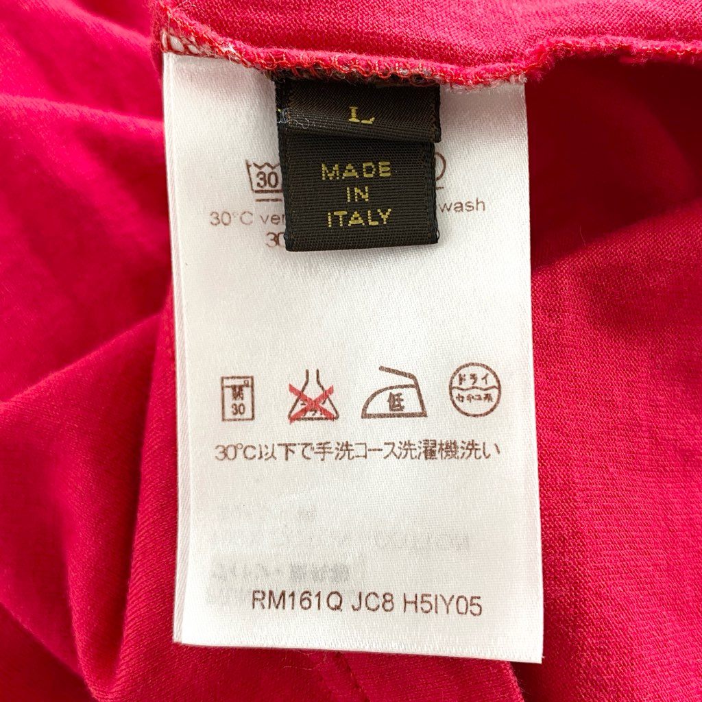 13e22 LOUIS VUITTON ルイヴィトン ワンポイント刺繍 ロゴ刺繍 半袖Tシャツ カットソー L レッド コットン100 メンズ