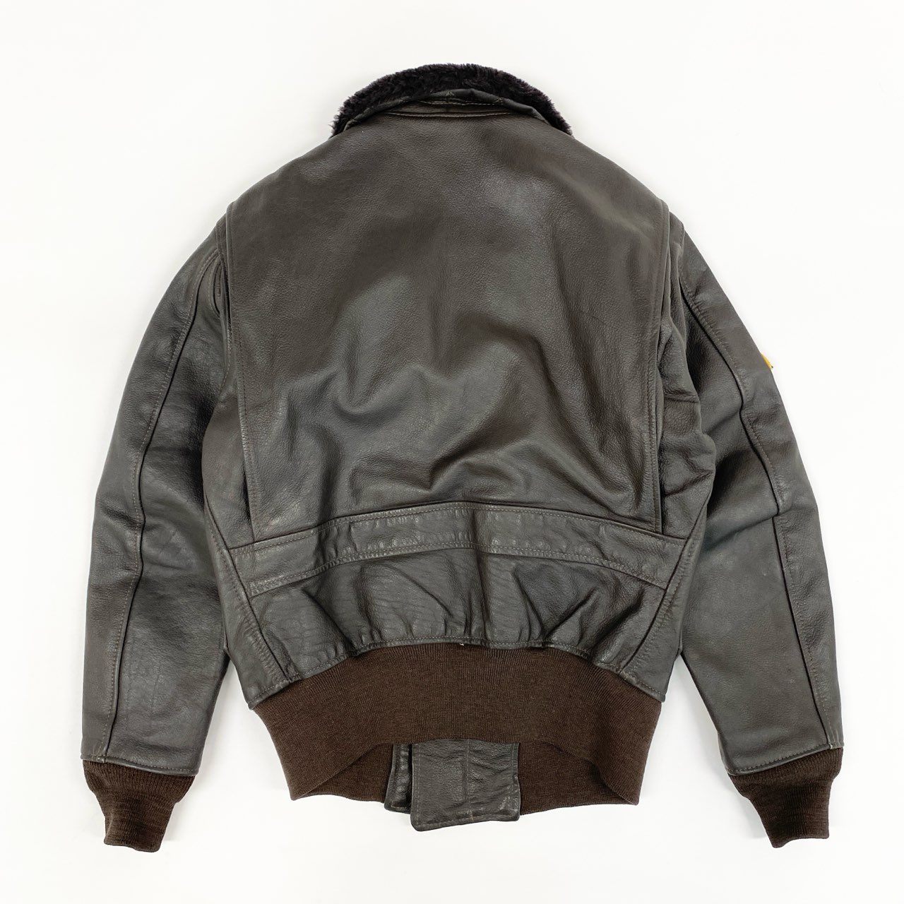 44h26 70's vintage BRILL BROS INC G-1 ワッペン フライトジャケット レザージャケット ブルゾン 71年 MIL-10077323D 38 ブラウン レザー メンズo07t