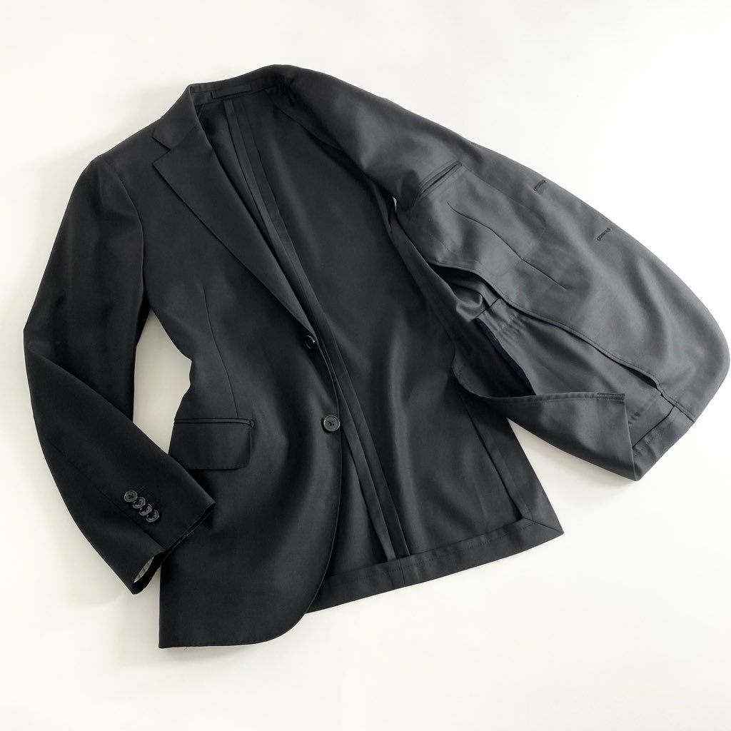 2d10 イタリア製 LARDINI ラルディーニ テーラードジャケット ブレザー JA32485AQ サイズ48 ブラック 無地 ウール100% メンズ 紳士服