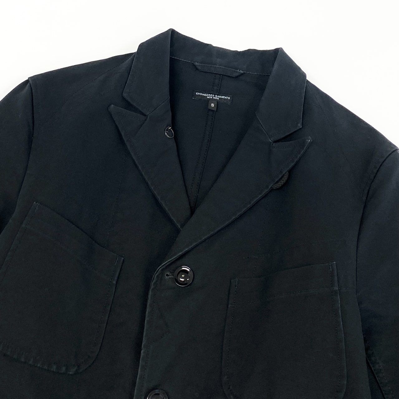 25f14 ENGINEERED GARMENTS エンジニアドガーメンツ テーラードジャケット シングルジャケット USA製 コットンジャケット メンズ 男性用 S ブラック 綿100%