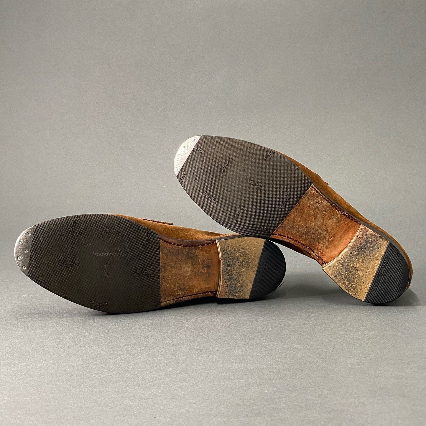 2d10 CROCKETT&JONES クロケットアンドジョーンズ × UNITED ARROWS ユナイテッドアローズ コインローファー 25.5~26.0cm相当 ブラウン スエード レザー ドレスシューズ メンズ 紳士靴 英国靴 革靴