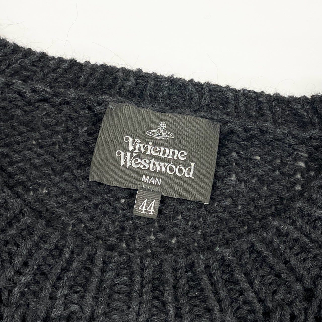 46e9 Vivienne Westwood MAN ヴィヴィアンウエストウッド メン ORB オーブ ラフリーニット ニットセーター サイズ44 グレー メンズ トップス WATERCOLOR ORB