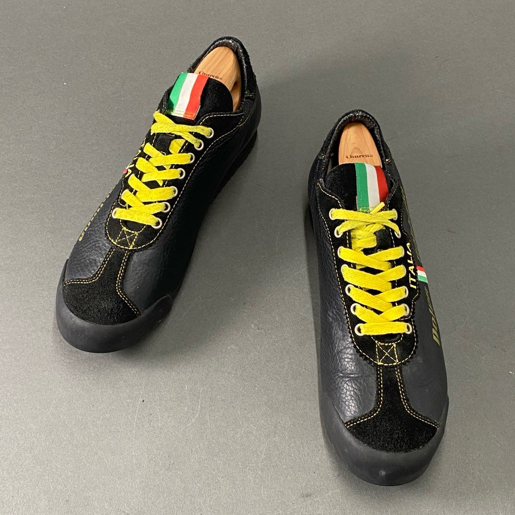 7d21 DOLCE&GABBANA ドルチェ&ガッバーナ ITALIA ローカットスニーカー レザースニーカー 7 ブラック レザー メンズ