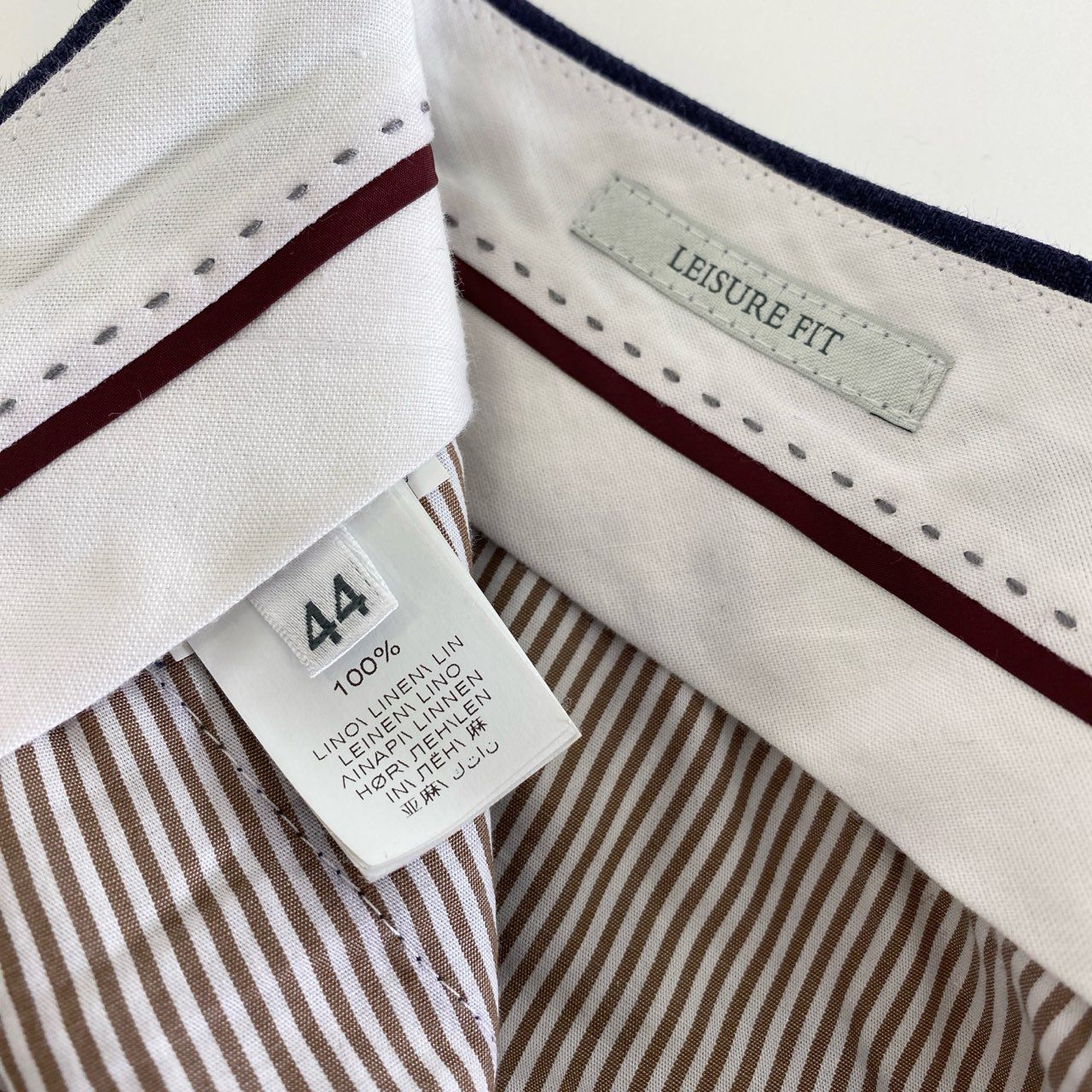 10j31 BRUNELLO CUCINELLI ブルネロクチネリ スラックスパンツ リネンパンツ ボトムス サイズ44 ネイビー ストライプ リネン100% メンズ イタリア製