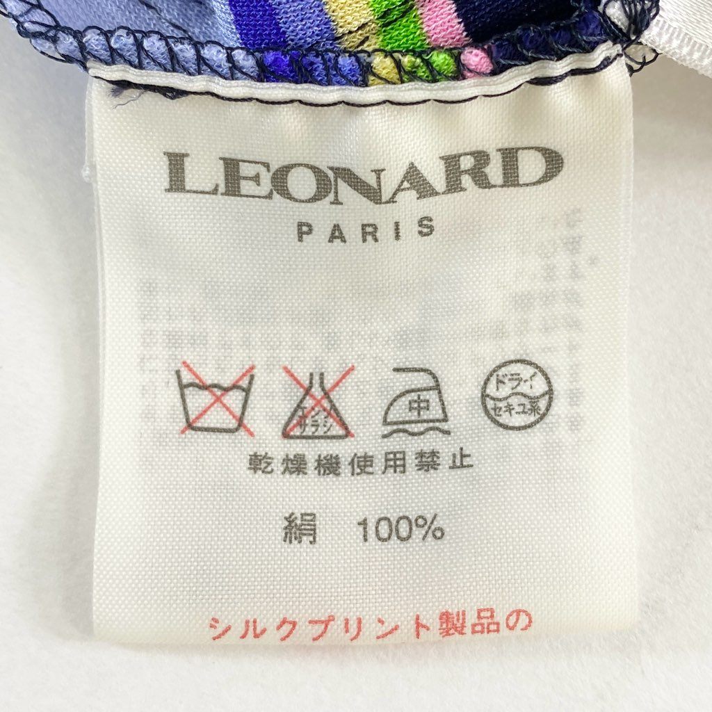9d9 イタリア製 LEONARD レオナール カシュクール ノースリーブトップス カットソー トップス サイズ38 マルチカラー シルク100% レディース