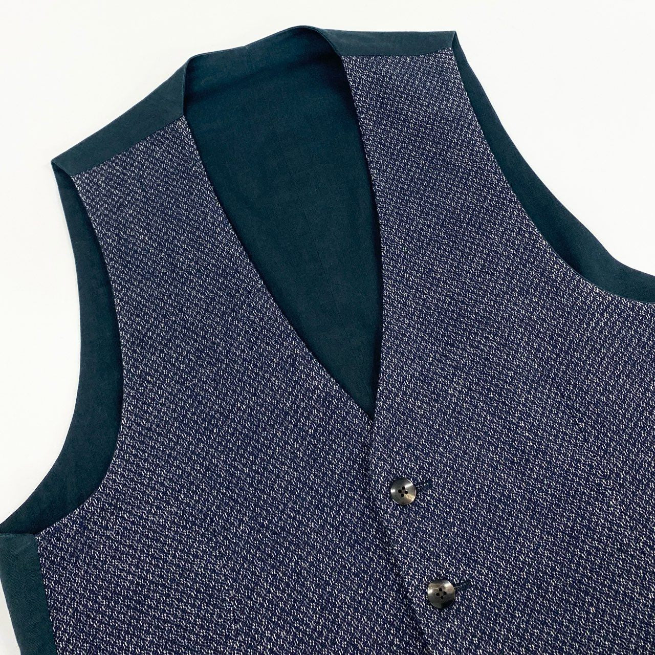 42a23 LARDINI ラルディーニ ジレベスト JH77003 44 ネイビー リネンブレンド イタリア製 フォーマル ビジネス セレモニー