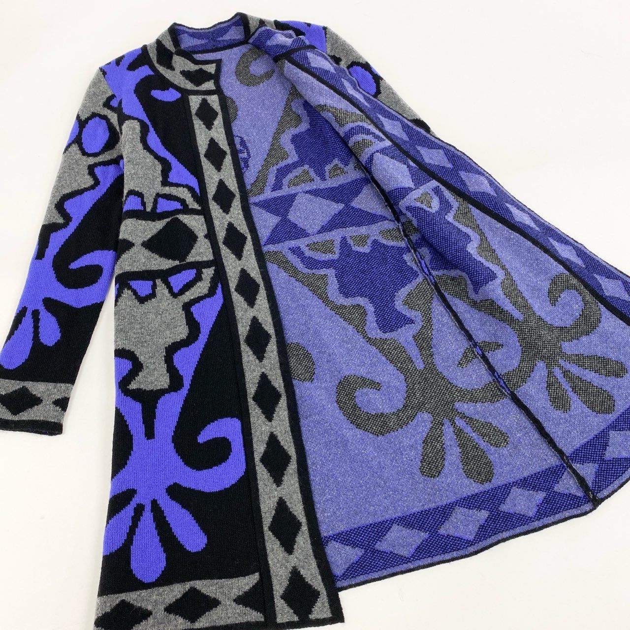 40h24 《極美品》lucien pellat-finet ルシアンぺラフィネ ロングカーディガン カシミヤカーディガン カシミヤ100% スカル Sサイズ ブラック グレー パープル レディース 女性用k02i
