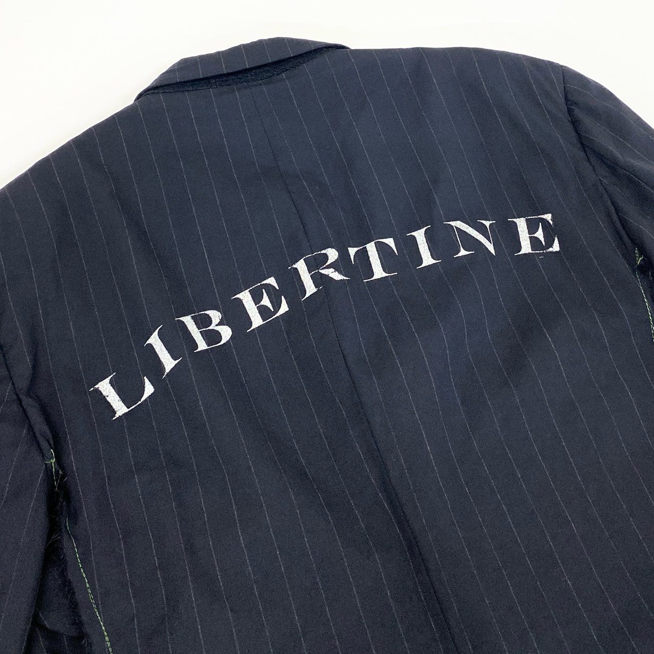 4c28 【新品保管品】 LIBERTINE リバティーン タグ付き テーラードジャケット ストライプ BARNEYS NEWYORK バーニーズニューヨーク 切りっぱなし 06011 00 ダークグレー