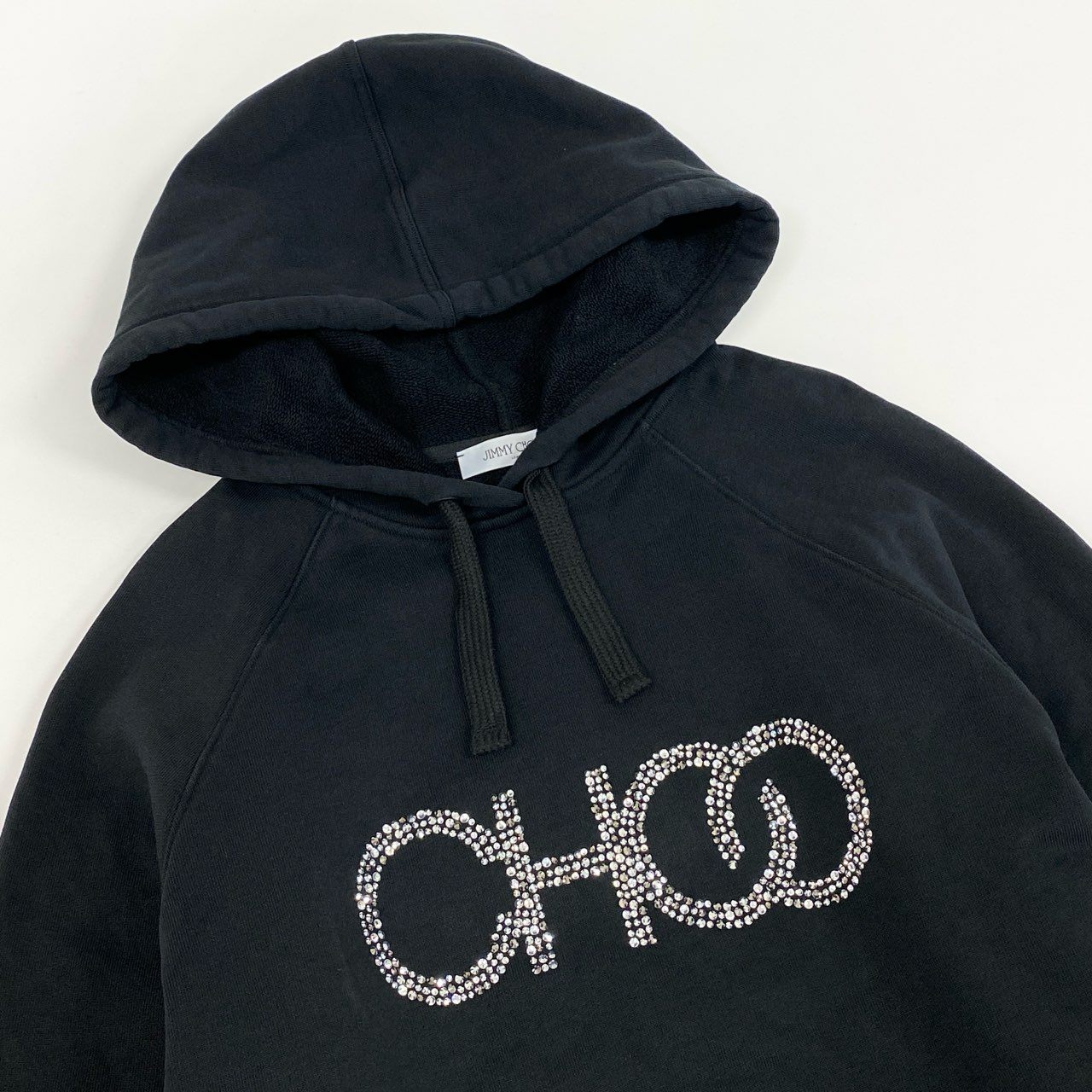 40h24 JIMMY CHOO ジミーチュウ ラインストーン ロゴ フーディ 長袖パーカー トップス J000156372 M ブラック メンズ 男性用k02i