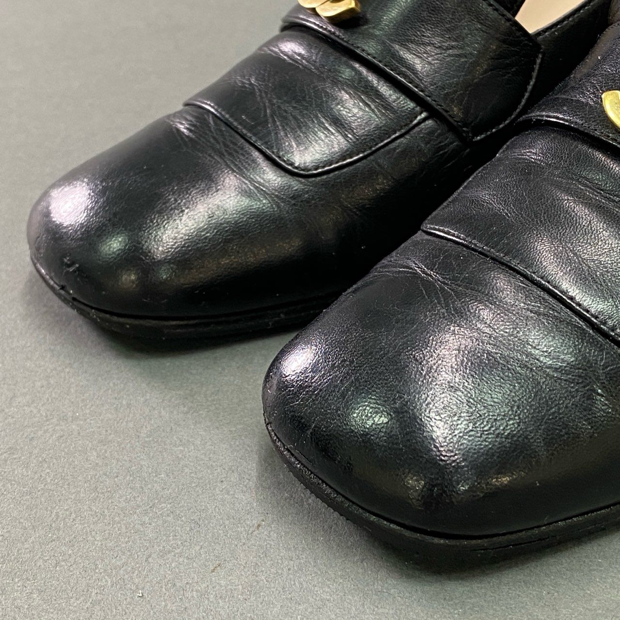 6c19 CHANEL シャネル ヴィンテージ ココマーク ローファー 36 1/2 ブラック レザー シューズ フランス製 箱付き