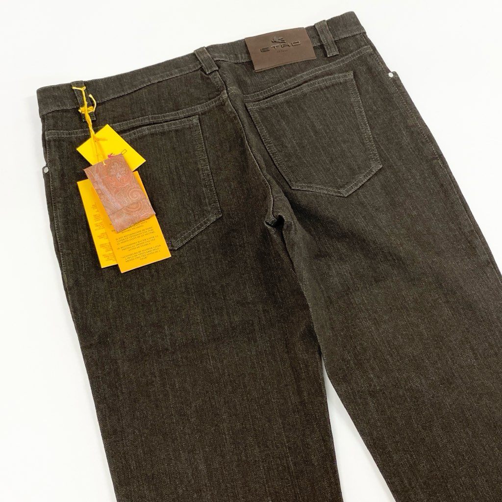 7f8 《新品保管品》 ETRO エトロ デニムパンツ カラーデニム ボトムス 6ポケット 34 ブラウン系 コットン ポリウレタン メンズ 紳士服 イタリア製