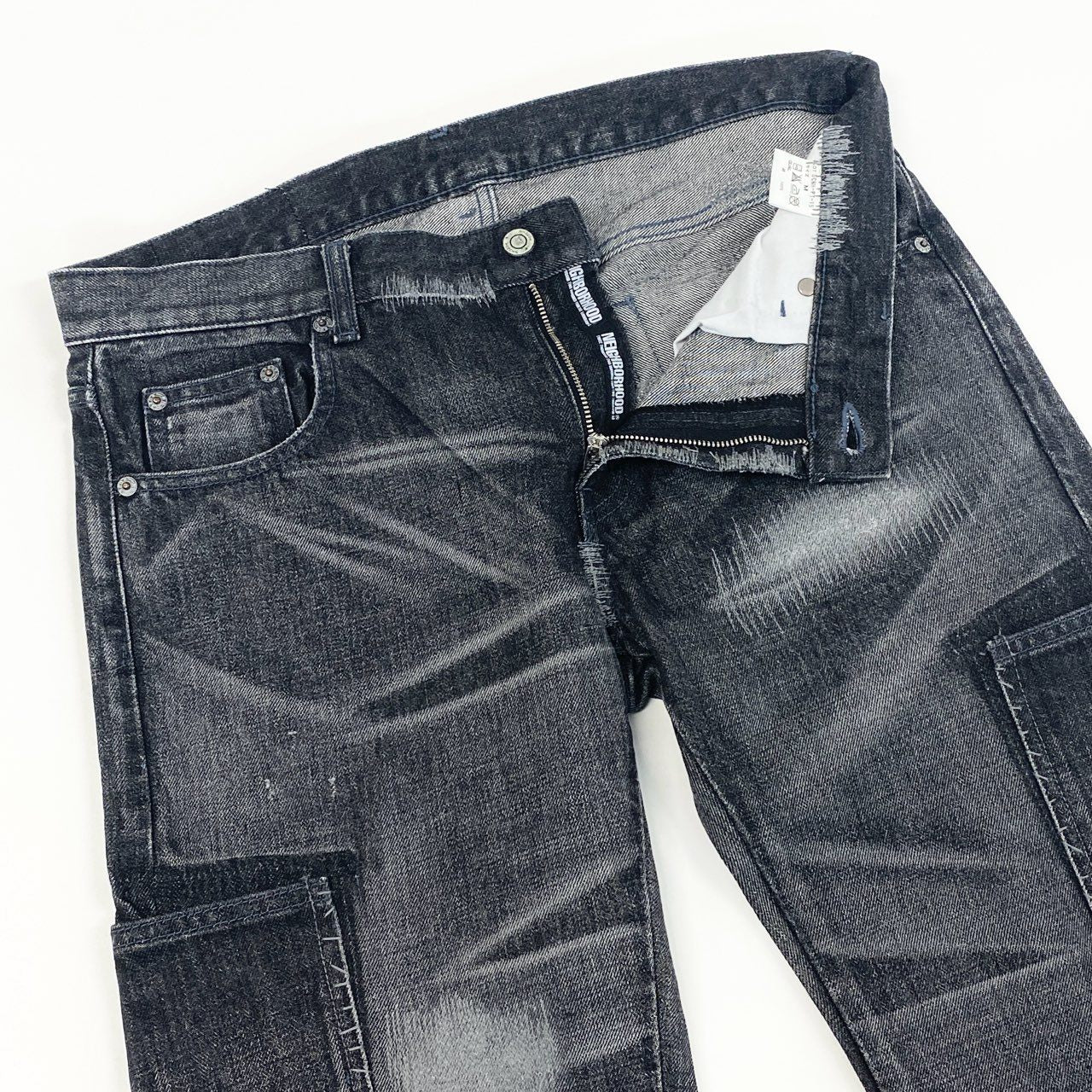 65e2 NEIGHBORHOOD ネイバーフッド Y2K SAVAGE DENIM サベージデニム パンツ ボトムス ダメージ加工 M ブラック コットン
