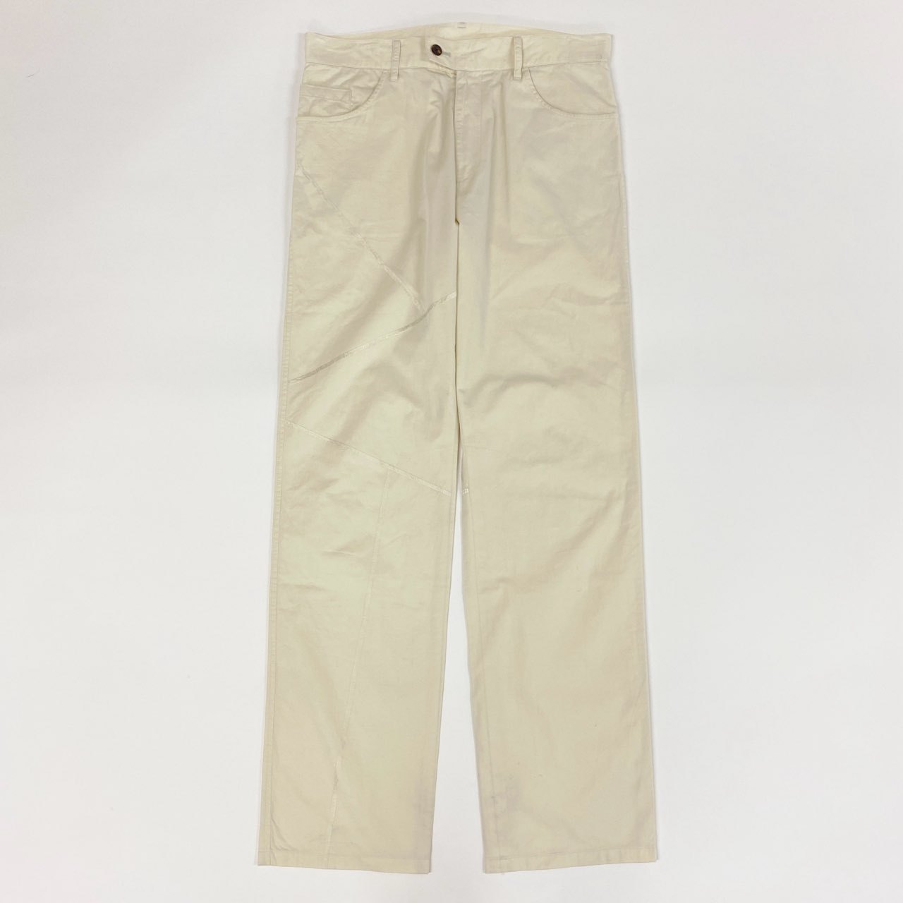 22f18 Jean Paul GAULTIER HOMME ジャンポールゴルチエ オム 切替パターン 5ポケット カラーパンツ ボトムス サイズ50 アイボリー コットン100% メンズ