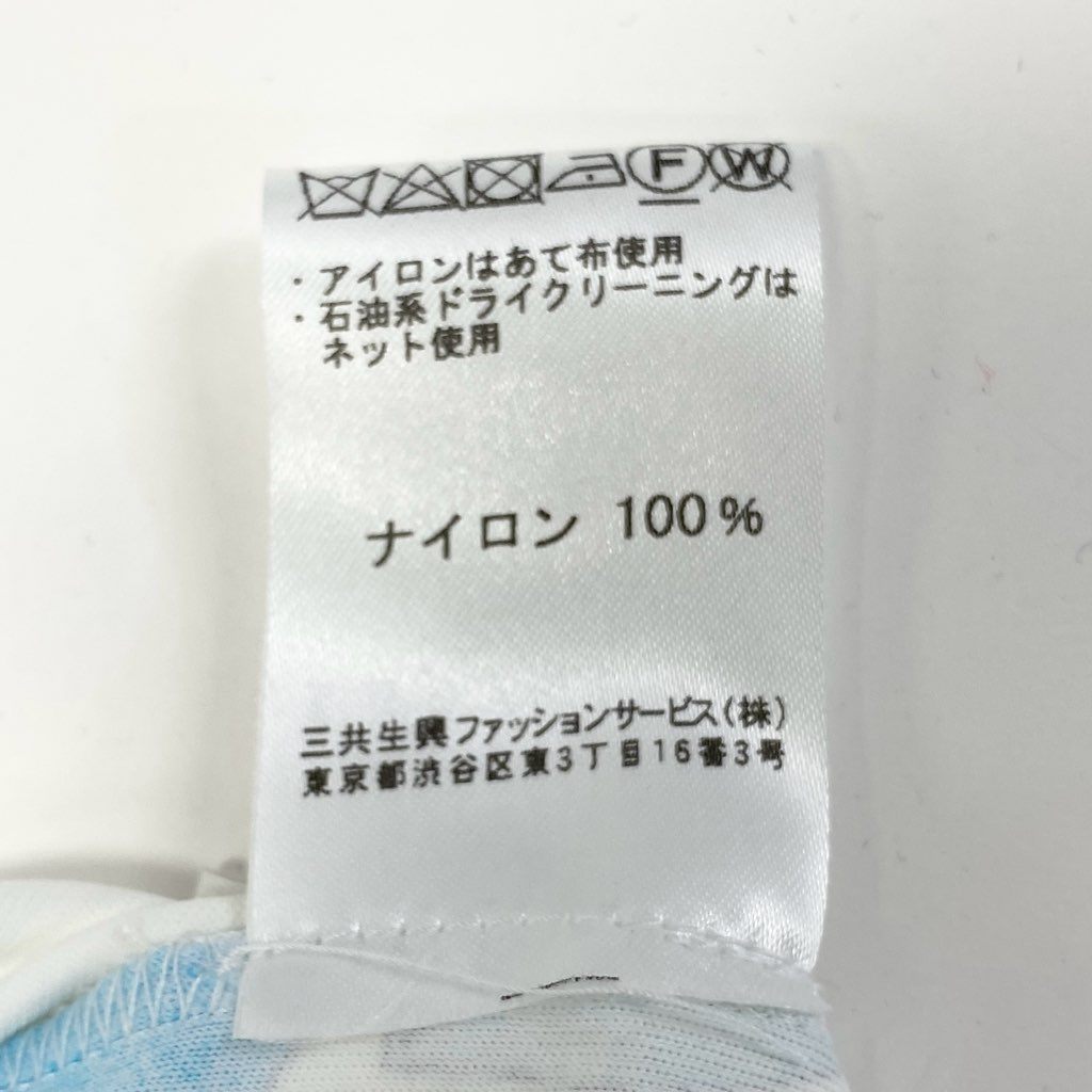 69L17 LEONARD レオナール チュニック ロングスリーブカットソー 美しい花柄プリント ストレッチ素材 トップス 36サイズ ホワイト ブルー レディースo07t