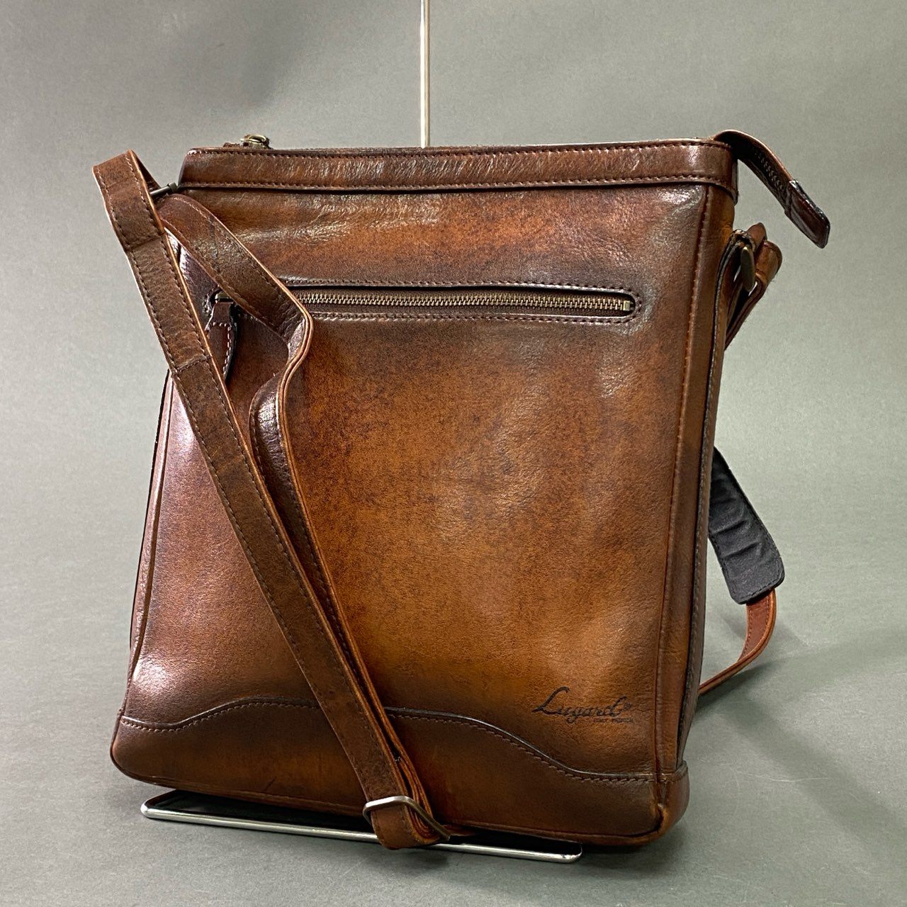 Cb10 Lugard ラガード LUGGAGE AOKI 青木鞄 レザーショルダーバッグ ブラウン Leather 本革 日本製 Vintage ヴィンテージ風
