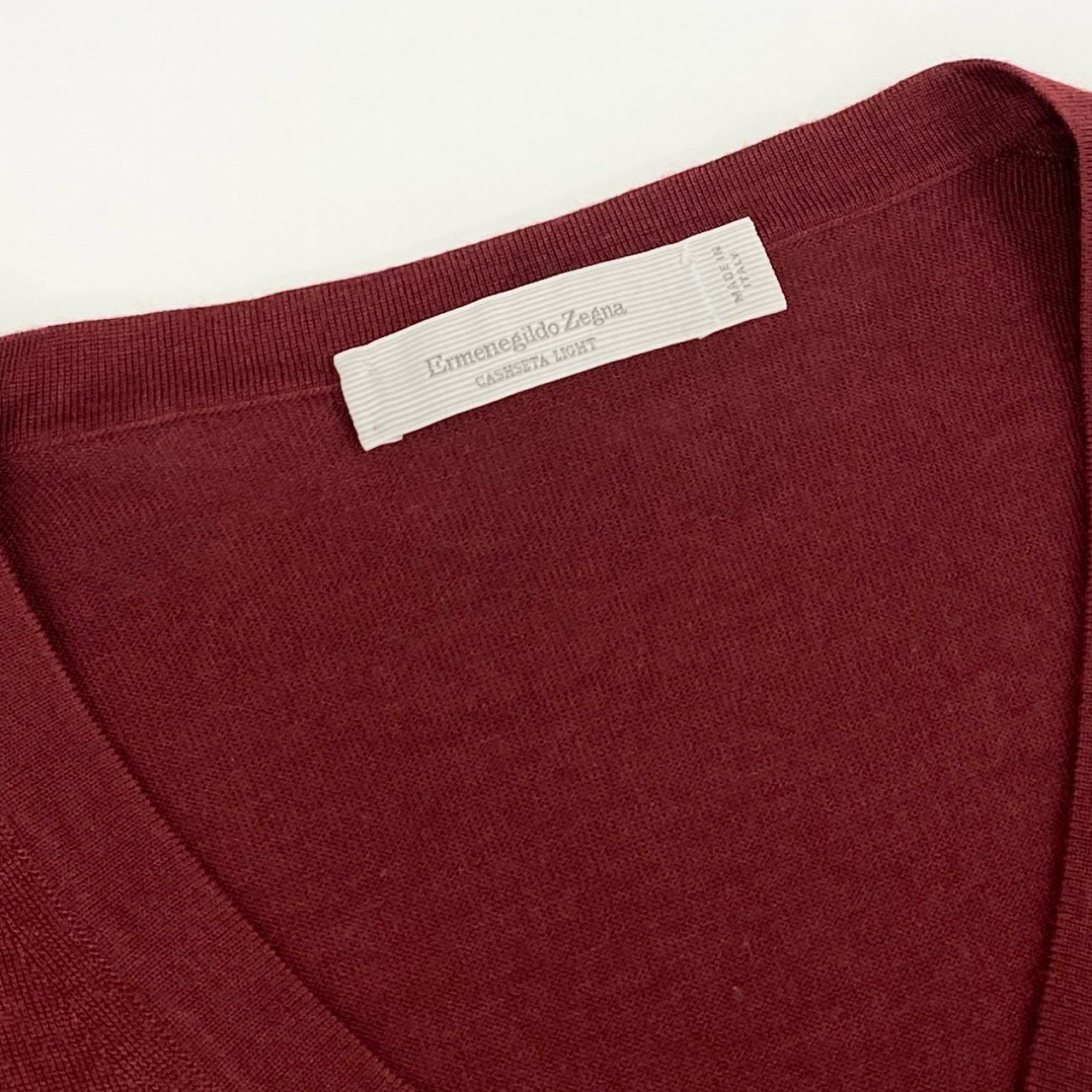 61g4 Ermenegildo Zegna エルメネジルドゼニア Vネック ニット セーター CASHSETA LIGHT サイズ52 レッド系 カシミヤシルク メンズ 紳士服 イタリア製