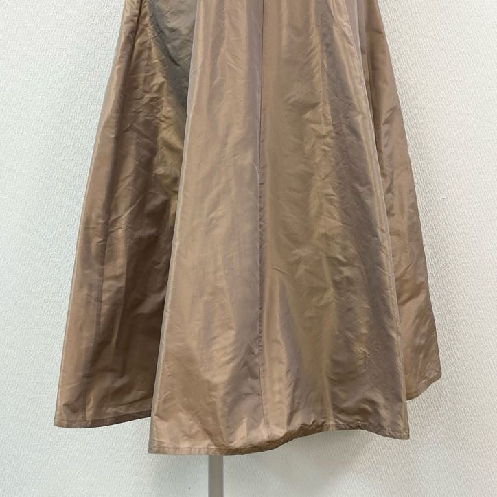 50f2 【美品】 Drawer ドゥロワー シルクタフタ ロングスカート フレアスカート 6524-299-1741 サイズ36 光沢ブラウン シルク100% ユナイテッドアローズ