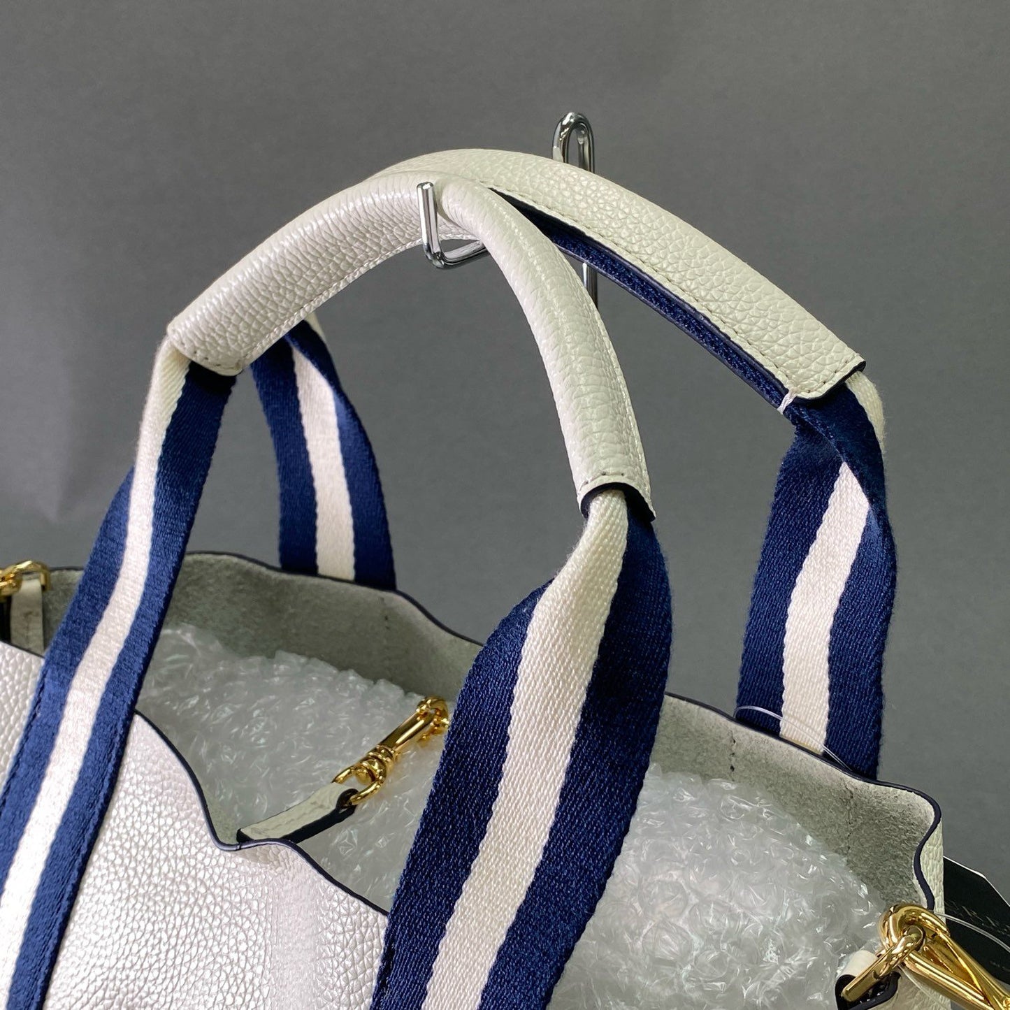 Ae5《未使用》 LAUREN RALPH LAUREN ローレン ラルフローレン 2WAY レザー トートバッグ ショルダーバッグ ホワイト クリーム Leather タグ付